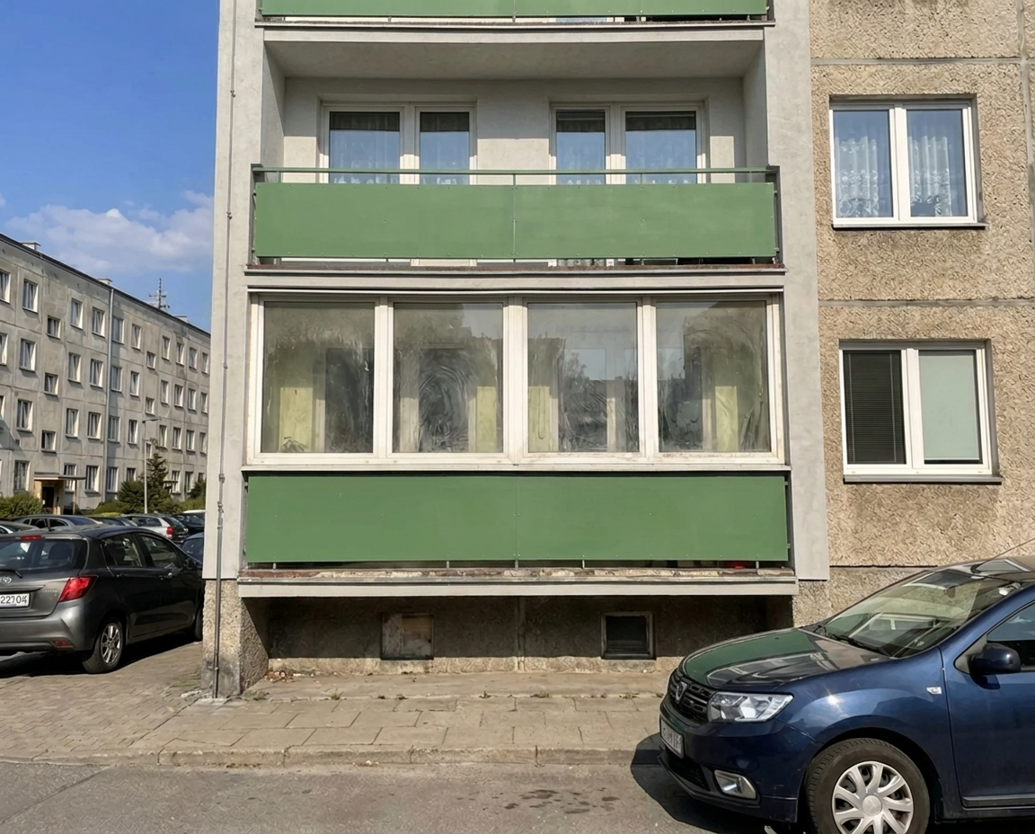 Brudne okno w salonie od strony ulicy